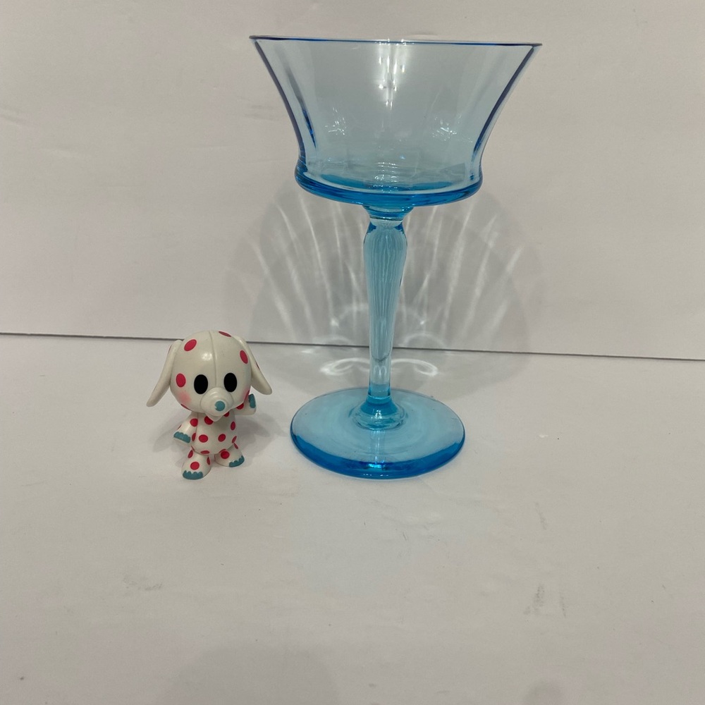Crystal Blue Turquoise Tall Sherbet Glass Feminine Quite Luxury